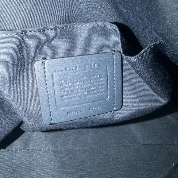 Coach Zip Top Navy Tote Bag with Snowman Print - Picture 8 of 8